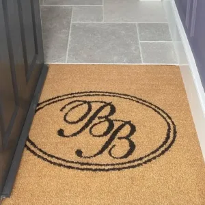 Coir Log Mat with Black Logo