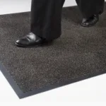 Black/Mink Heavy-Duty Rubber-Backed Entrance Mat on White Background