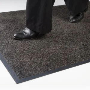 Black/Mink Heavy-Duty Rubber-Backed Entrance Mat on White Background