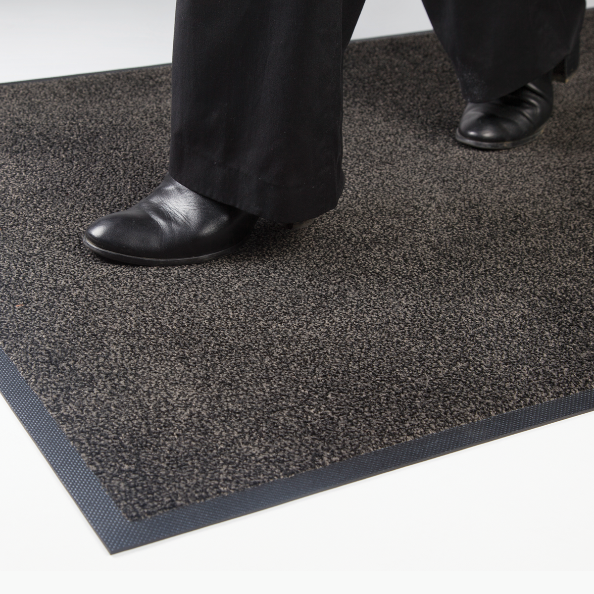 Black/Mink Heavy-Duty Rubber-Backed Entrance Mat on White Background Black/Mink Heavy-Duty Rubber-Backed Entrance Mat on White Background