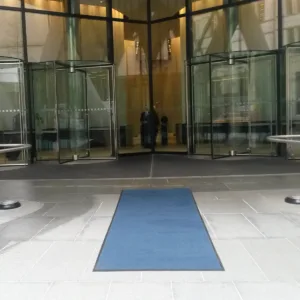 Large Blue Runner Mat at Wembley Stadium Entrance