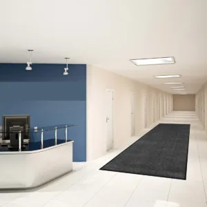 Dark Grey Rubber Backed Runner Mat in Reception Area